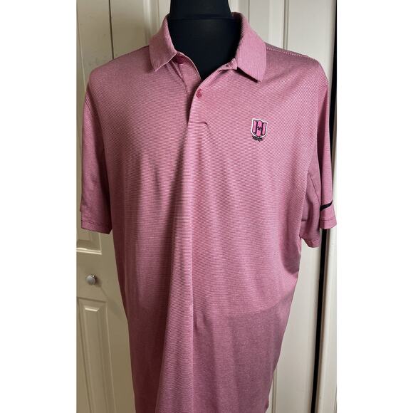 Nike Dri Fit Men’s Pink striped golf polo XL Embroidered “H” Logo - Picture 1 of 7